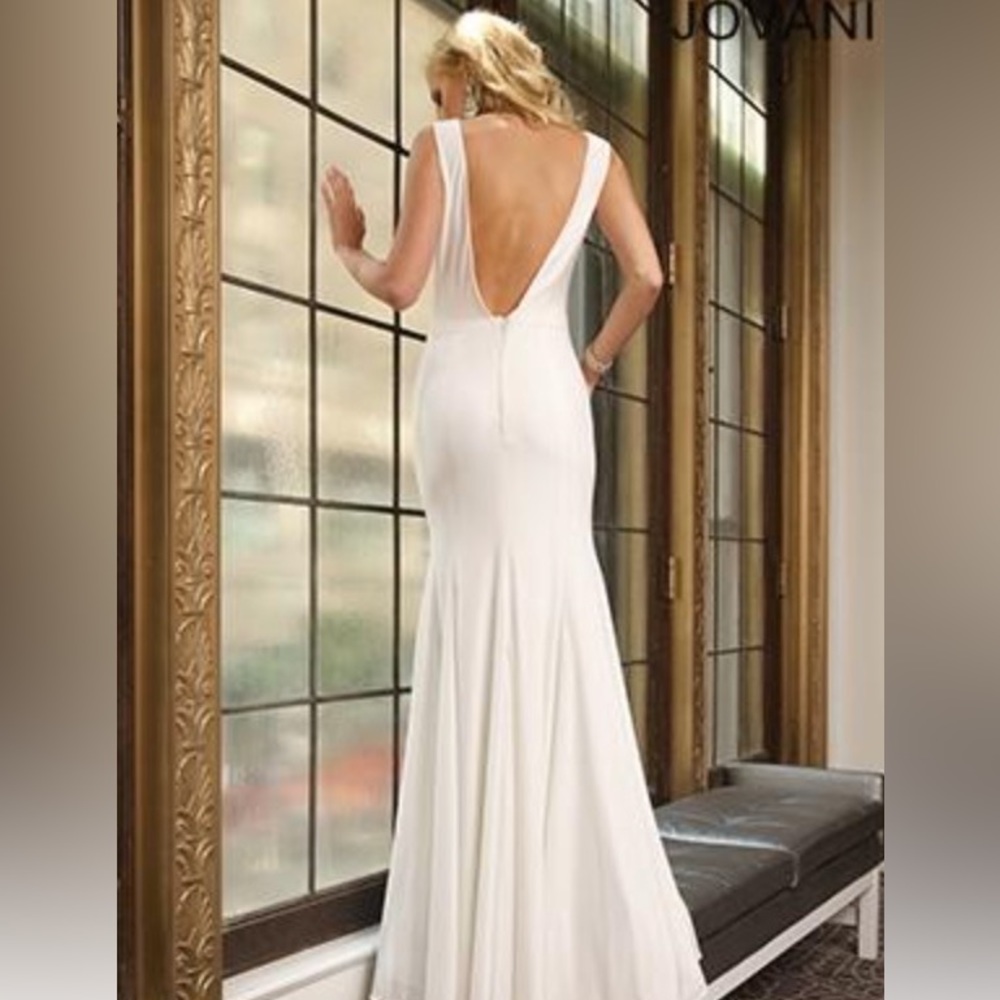 Jovani White Dress 22884 - Picture 2 of 16